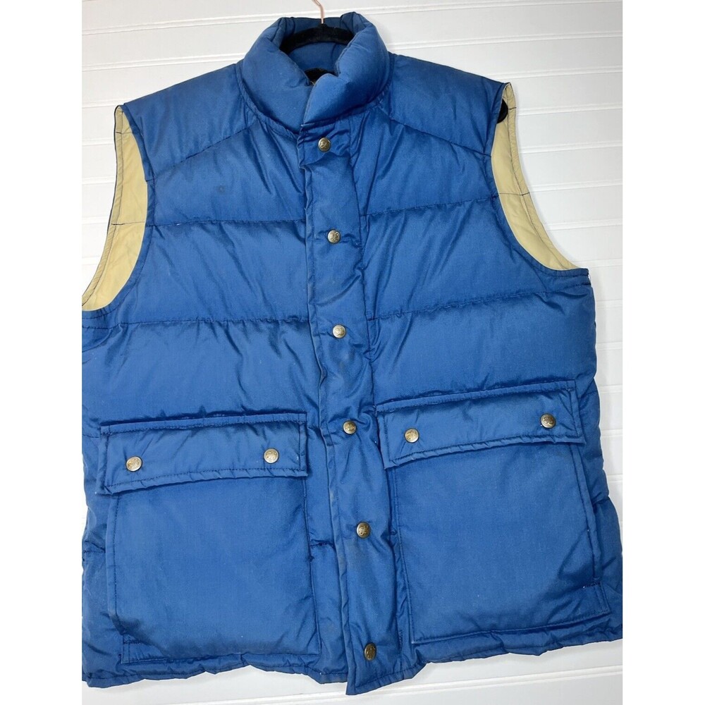 Eddie Bauer Down Puffer Vest Large Vintage 80s Outdoors Hiking Mens Blue - Picture 6 of 16